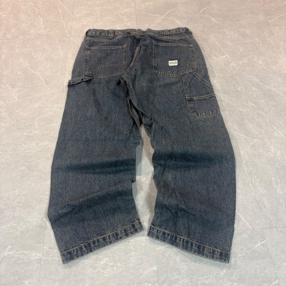 Signature by Levi Strauss Mens Blue Carpenter Jeans 38x30 Relaxed Fit Workwear